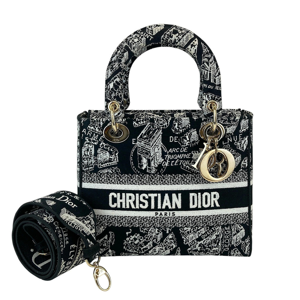 Dior Lady Lite Handbag Canvas Black